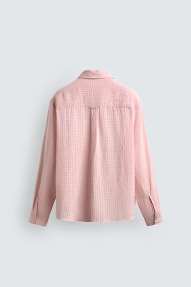 CHEMISE FLUIDE À CARREAUX - Rose pastel de Zara - Image 9