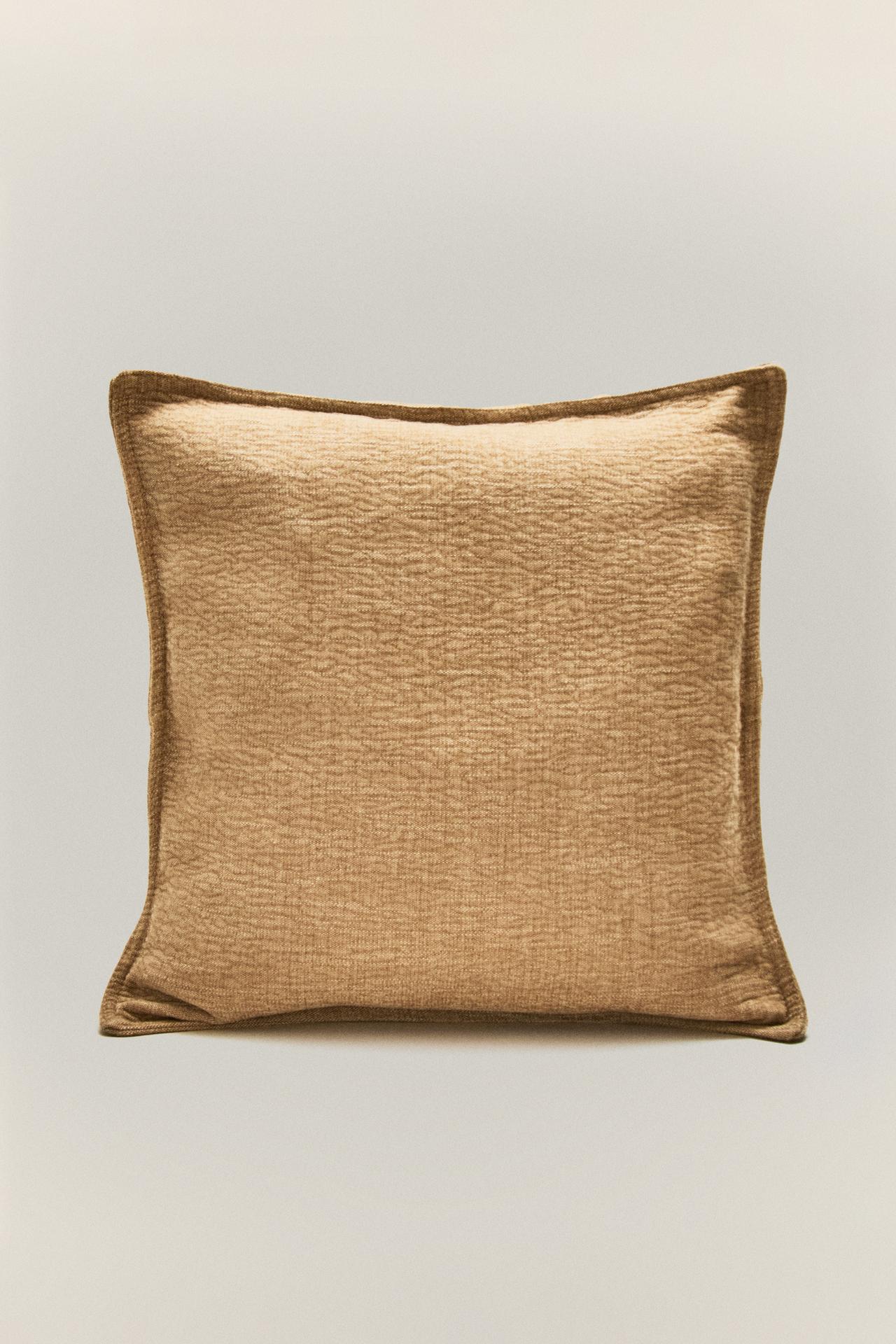 PLAIN LINEN THROW PILLOW COVER — taupe brown