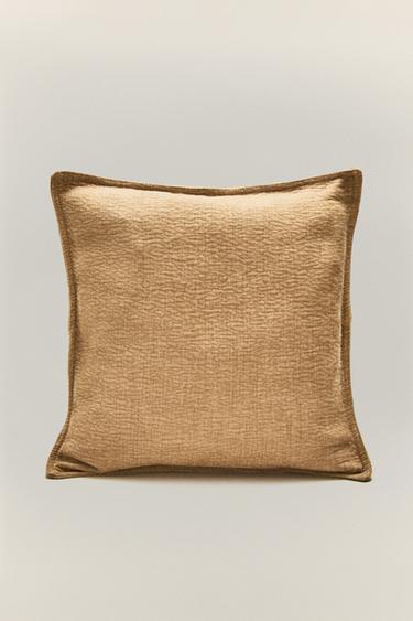 PLAIN LINEN THROW PILLOW COVER — taupe brown 1