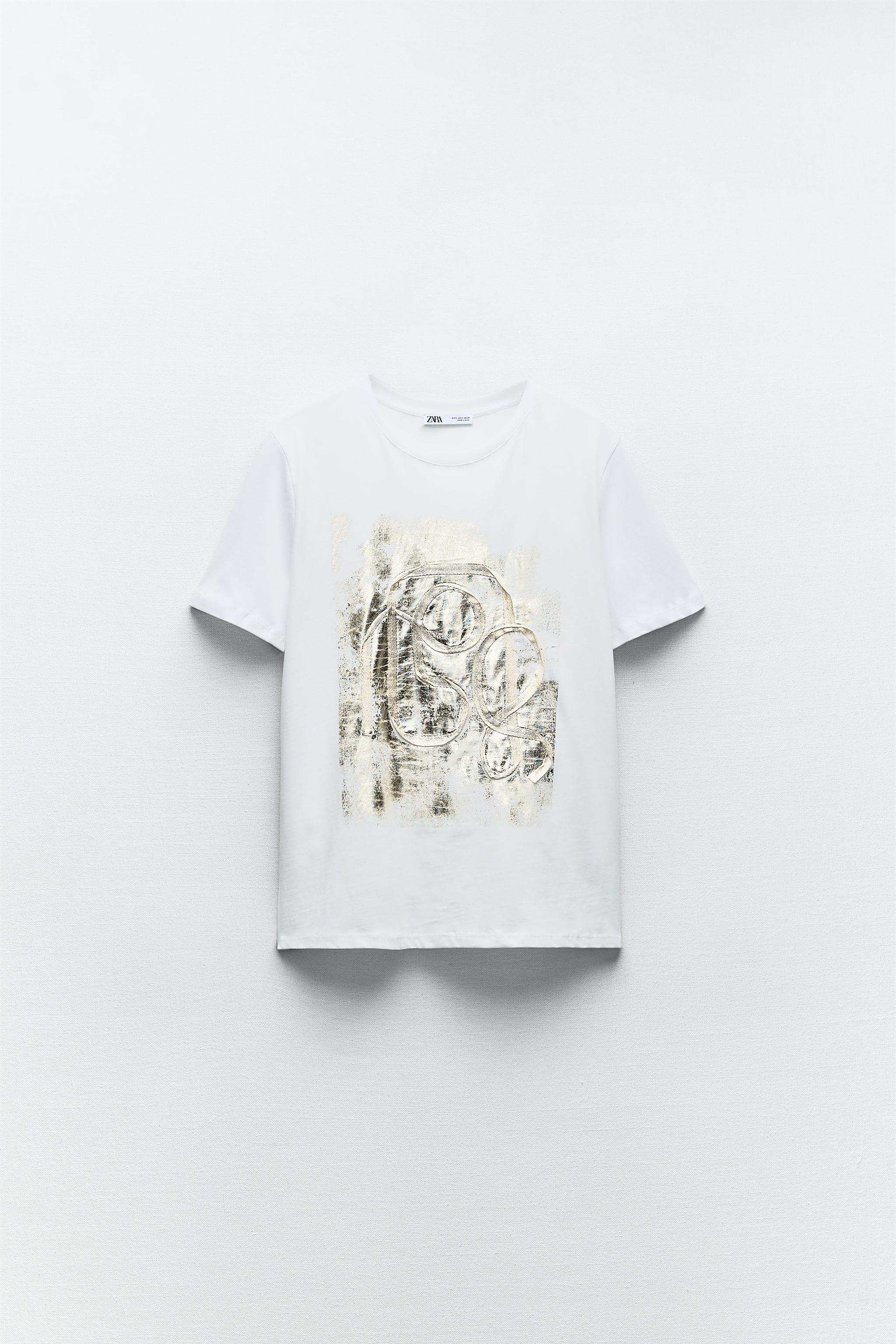 フォイルディテール プリント Tシャツ - ホワイト | ZARA Japan / 日本