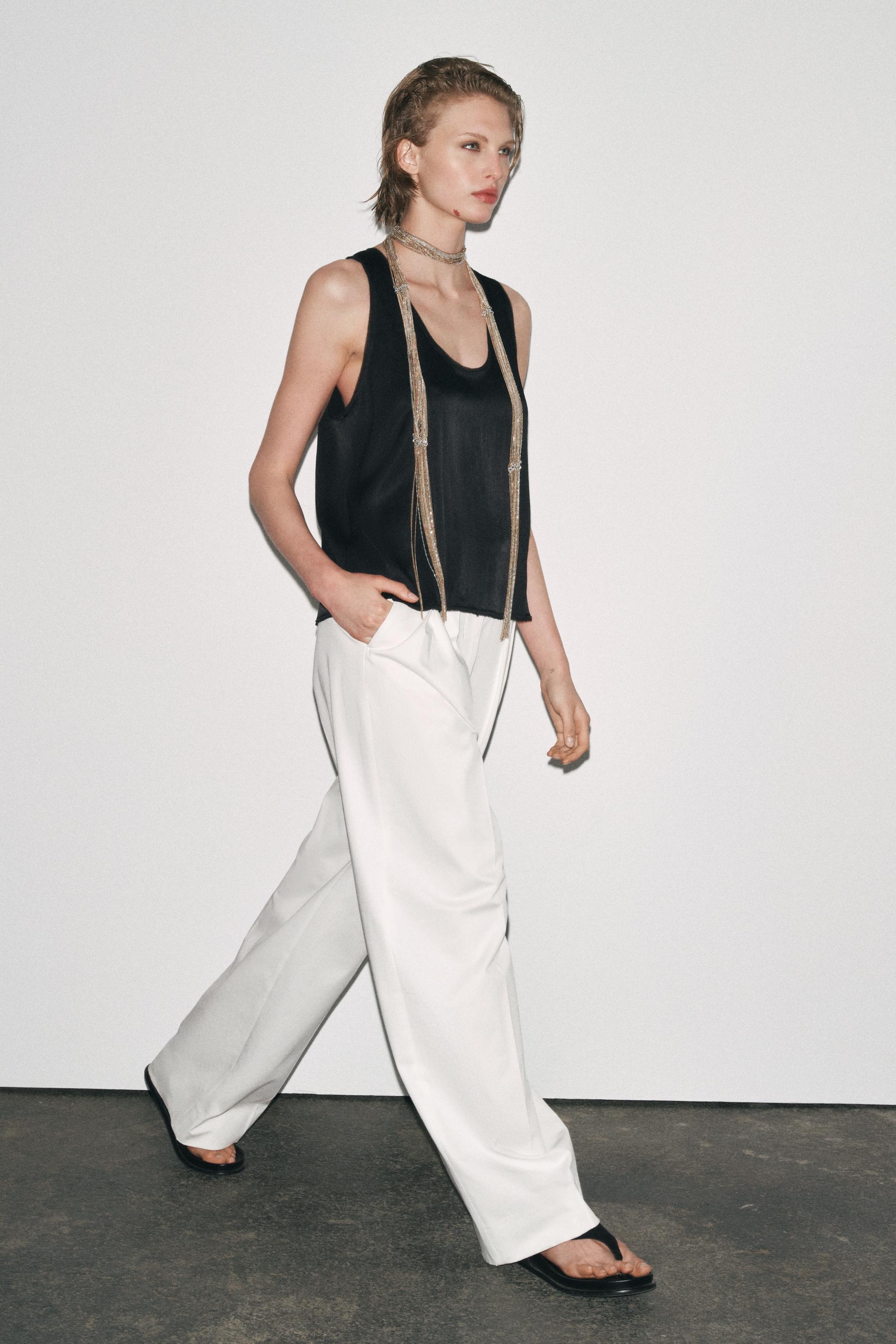 ZW COLLECTION ノースリーブ タック トップス - ブラック | ZARA