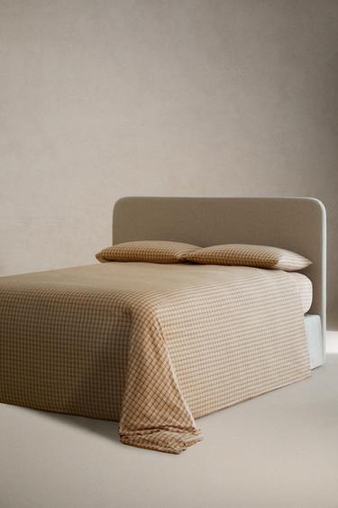 CHECK FLANNEL DUVET COVER - Beige by Zara - Image 1