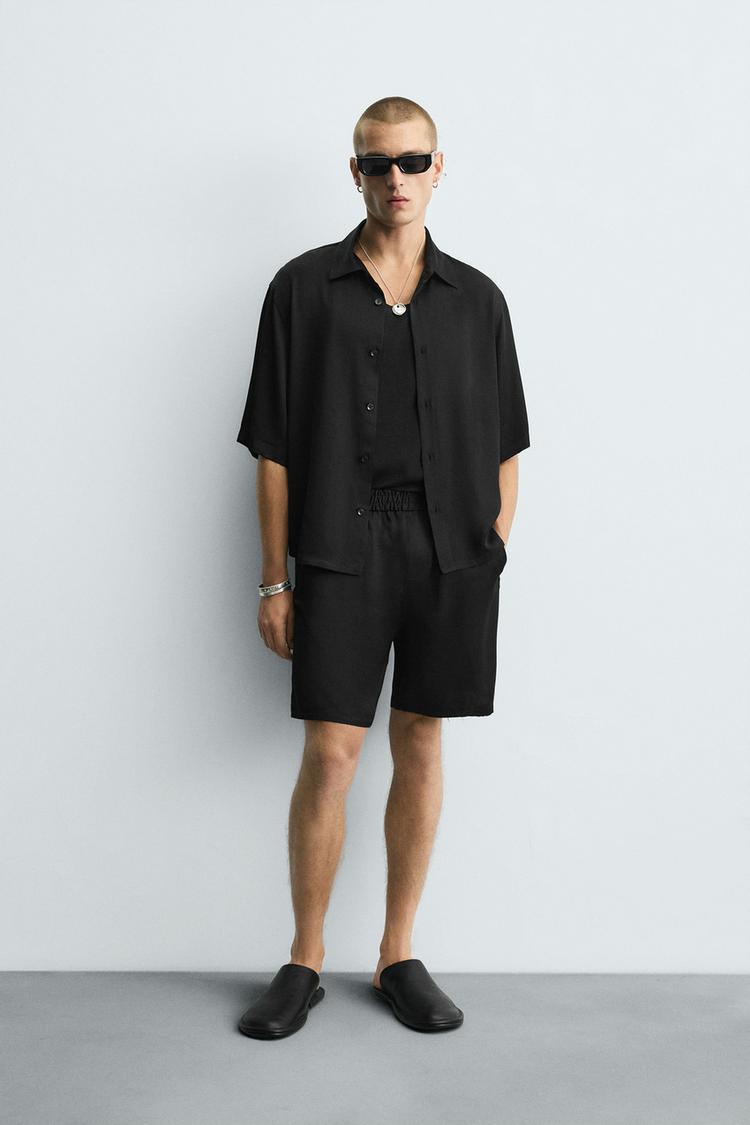 CHEMISE SATINÉE RELAXED FIT Noir ZARA France