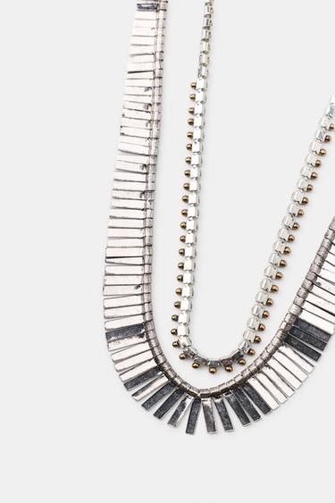 PACK OF 2 METAL NECKLACES WITH SHINY PLATES - Silver by Zara - Image 3