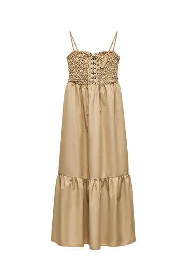 POPLIN MIDI DRESS WITH TIE DETAIL