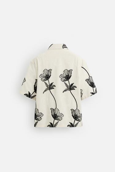 CHEMISE BRODERIES CONTRASTE - blanc de Zara - Image 8