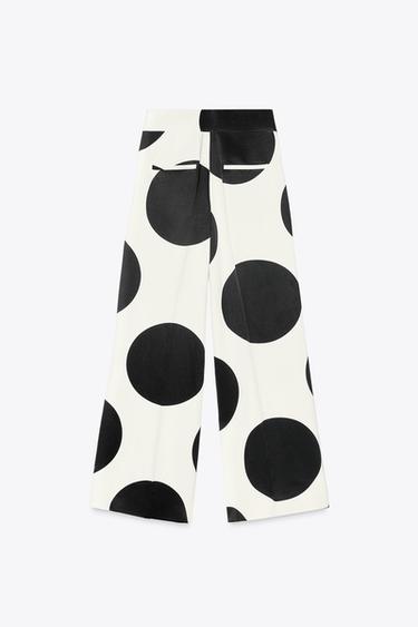 ZW COLLECTION POLKA DOT WIDE-LEG TROUSERS - Black / White by Zara - Image 2