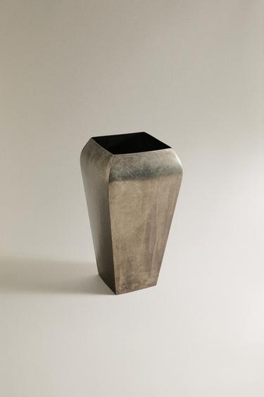 AGED METAL VASE - Grey by Zara