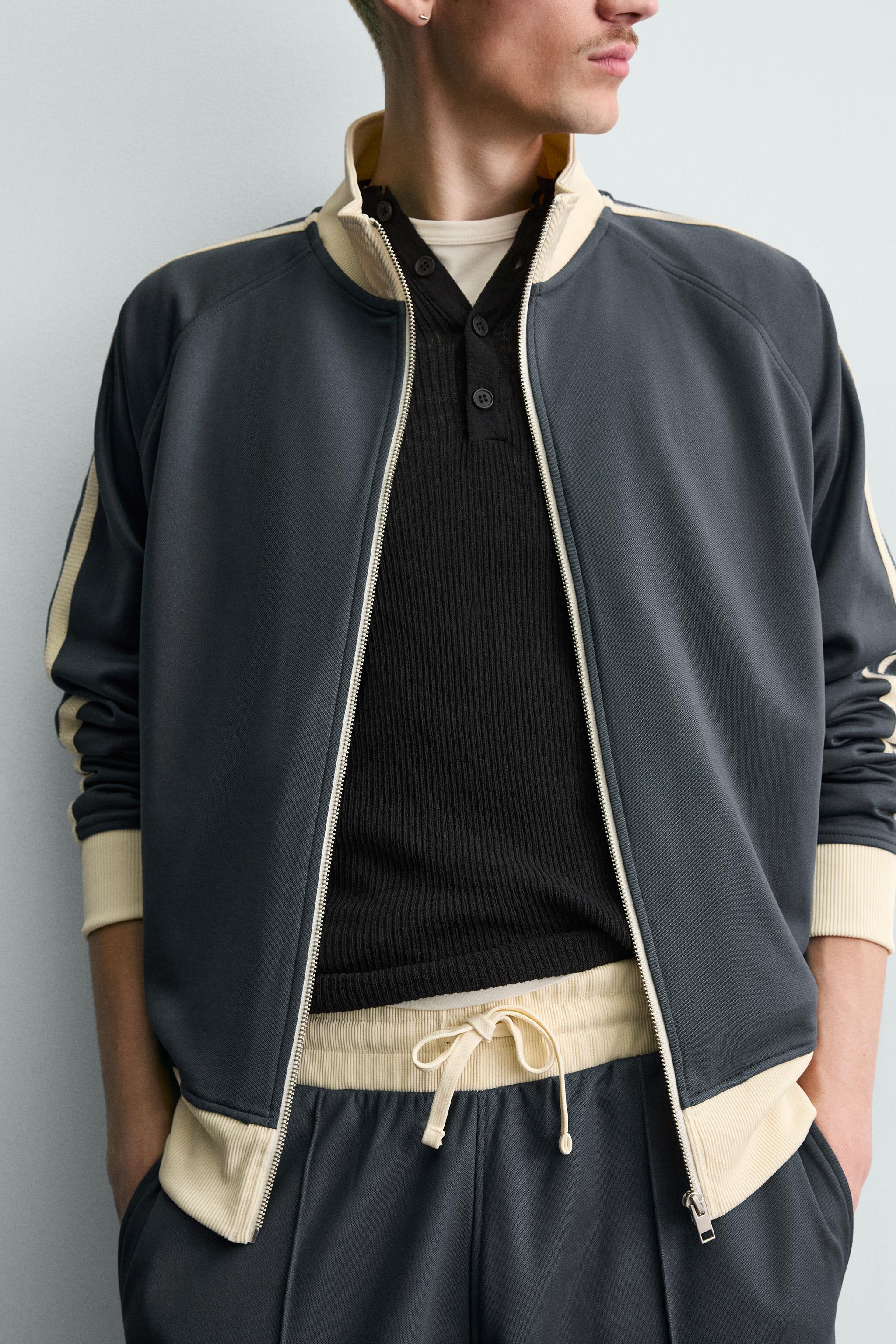ZIP-UP STRIPED SWEATSHIRT
