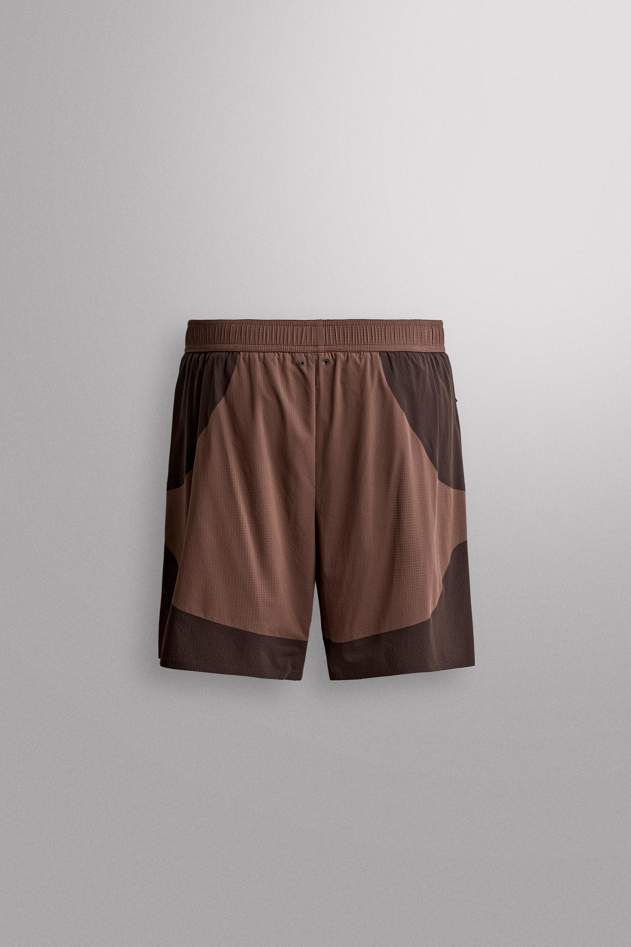 9インチ カラーブロックショートパンツ - ブラウン | ZARA Japan / 日本