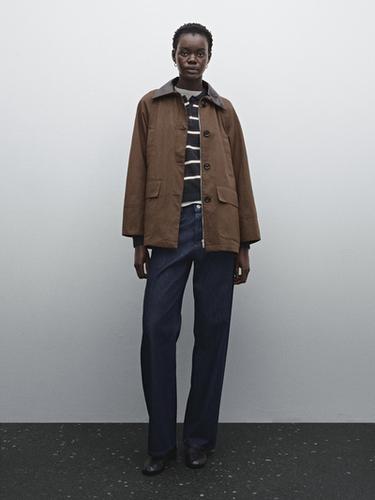 Parka detalle piel extraíble mezcla algodón - Marrón de Zara - Imagen 0