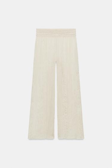 크로셰 콤비 팬츠 - Zara 크림 / 그레이