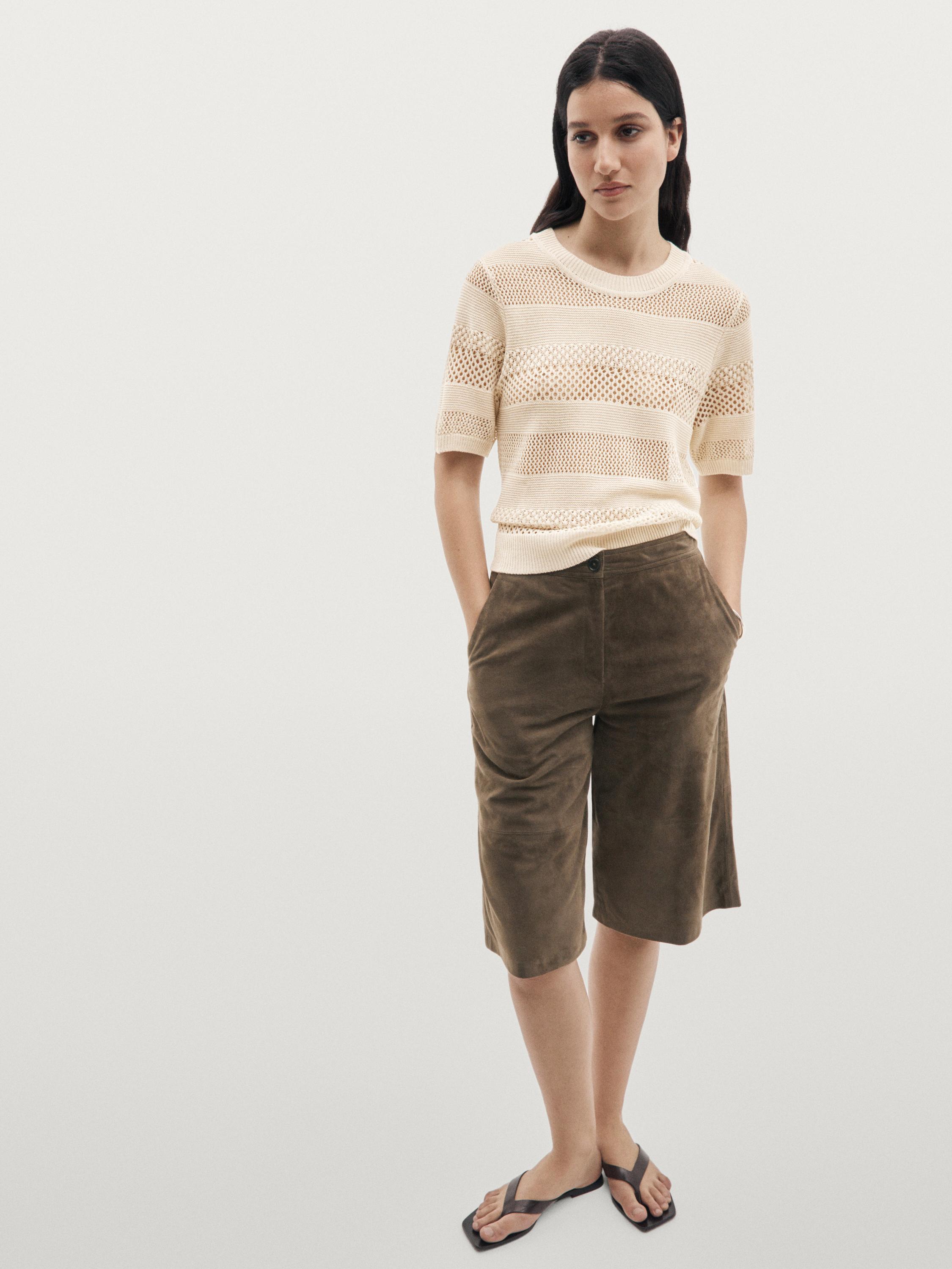 Short sleeve cutwork top