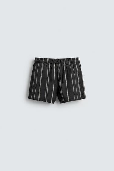 Zara STRIPED SWIMSUIT - Black - Image 0