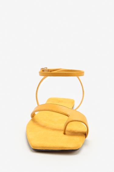 LIMITED EDITION FLAT SPLIT SUEDE SANDALS - Mustard by Zara