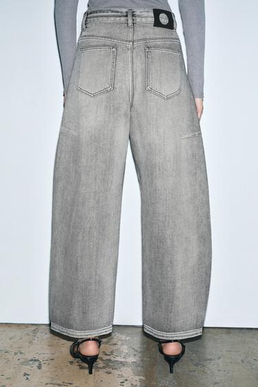 JEANS ZW COLLECTION ANKLE BALLOON TIRO MEDIO - Gris de Zara