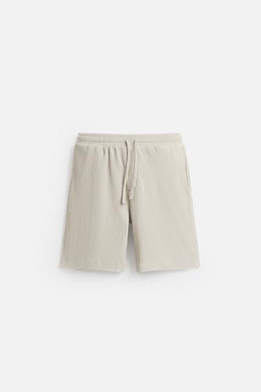 IRREGULAR TEXTURED BERMUDA SHORTS - Light grey by Zara
