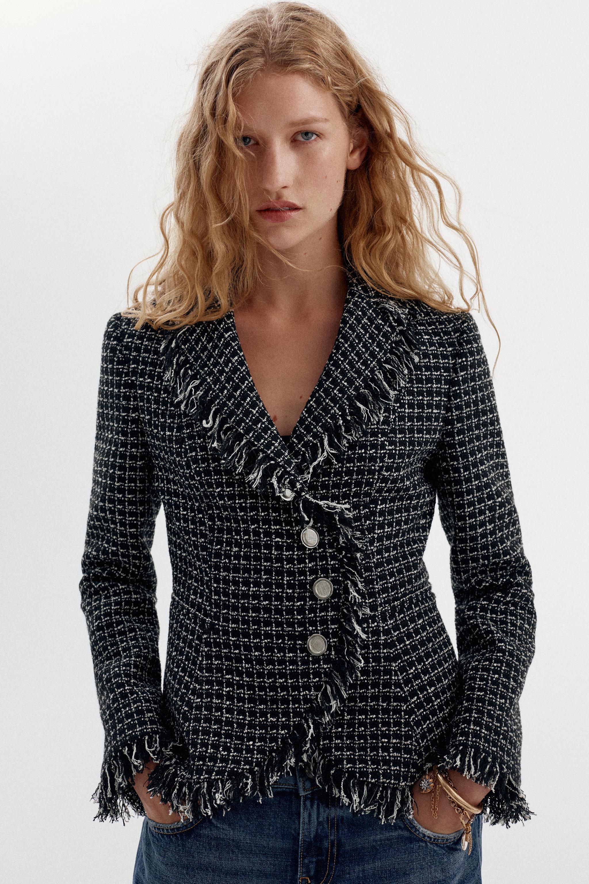 Zara STRUCTURED FRAYED BLAZER — фото 2