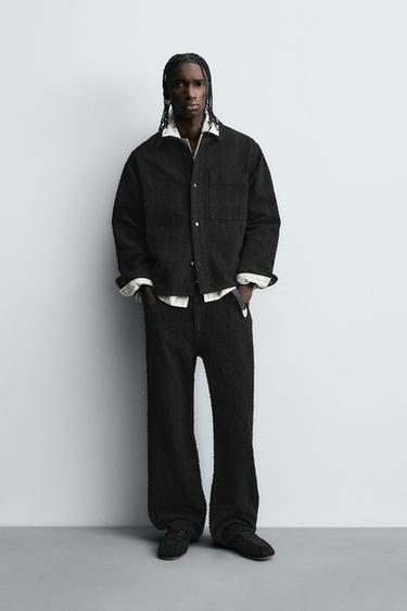 TEXTURE DENIM SHIRT - Black by Zara