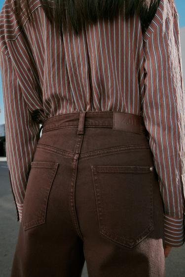 Z.01 HIGH-WAIST MOM FIT JEANS - Brown by Zara