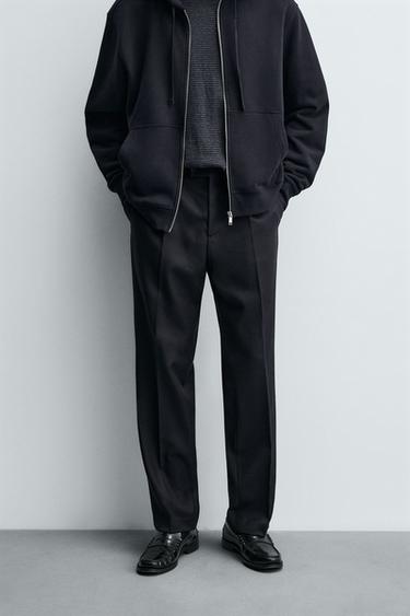 100% WOOL TEXTURED TROUSERS - Navy blue by Zara