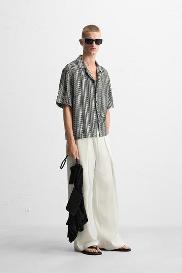 GEOMETRIC JACQUARD SHIRT - Turquoise by Zara - Image 3