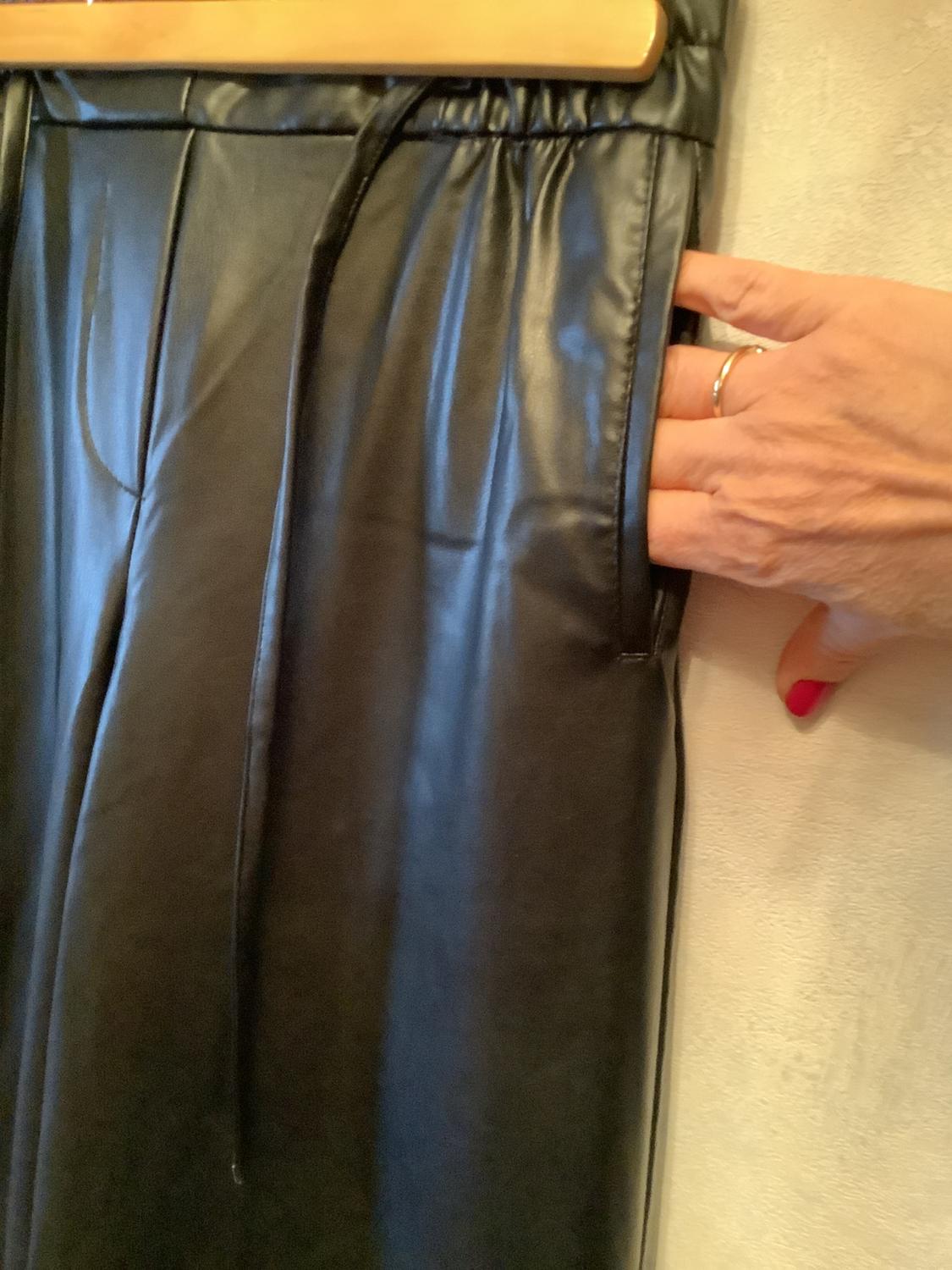 FAUX LEATHER WIDE-LEG TROUSERS - Image 3