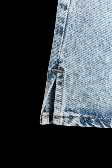 Zara Z1975 HIGH-WAISTED CROSSOVER WAIST DENIM SHORTS - Light blue