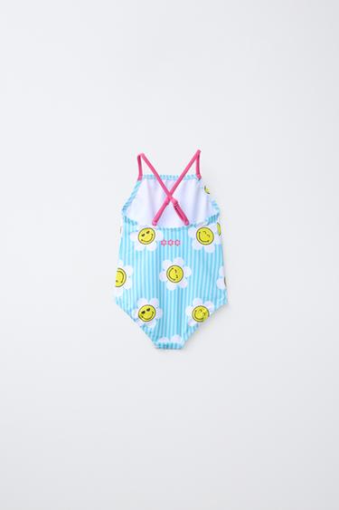 2-6 YEARS/ STRIPED SMILEYWORLD ® SWIMSUIT - Turquoise by Zara - Image 1