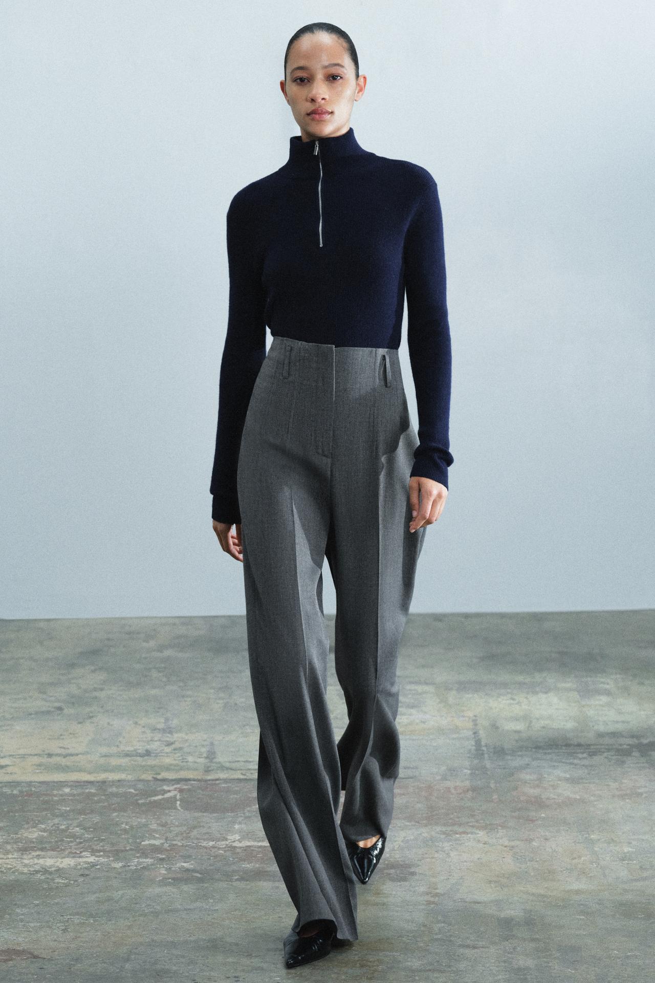ZW COLLECTION HIGH-RISE PANTS — Gray marl