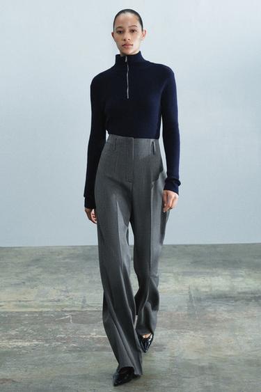 ZW COLLECTION HIGH-RISE PANTS — Gray marl 1