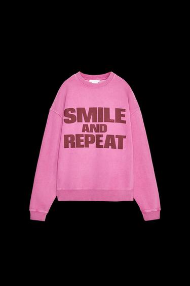 Zara SMILEY® WASHED EFFECT SWEATSHIRT - Pink - Image 0