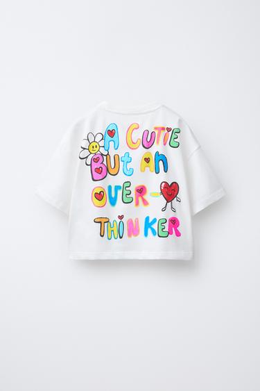 T-SHIRT À INSCRIPTION FLUO - Blanc de Zara - Image 1