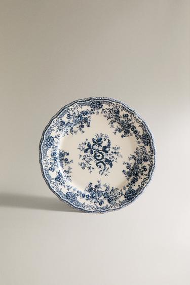 PRATO DE SOBREMESA DE CERÂMICA COM ESTAMPA FLORAL - Azul da Zara