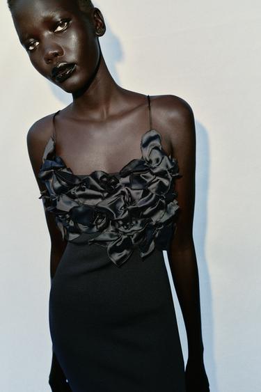 KNIT DRESS WITH FLORAL DETAIL - Black by Zara - Image 2