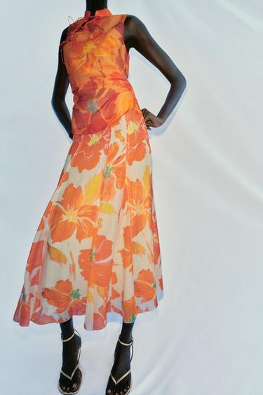 JUPE MI-LONGUE IMPRIMÉ FLORAL - Multicolore de Zara - Image 1