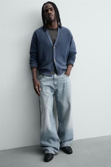 CARDIGAN RELAXED FIT DÉLAVÉ - Bleu de Zara - Image 5