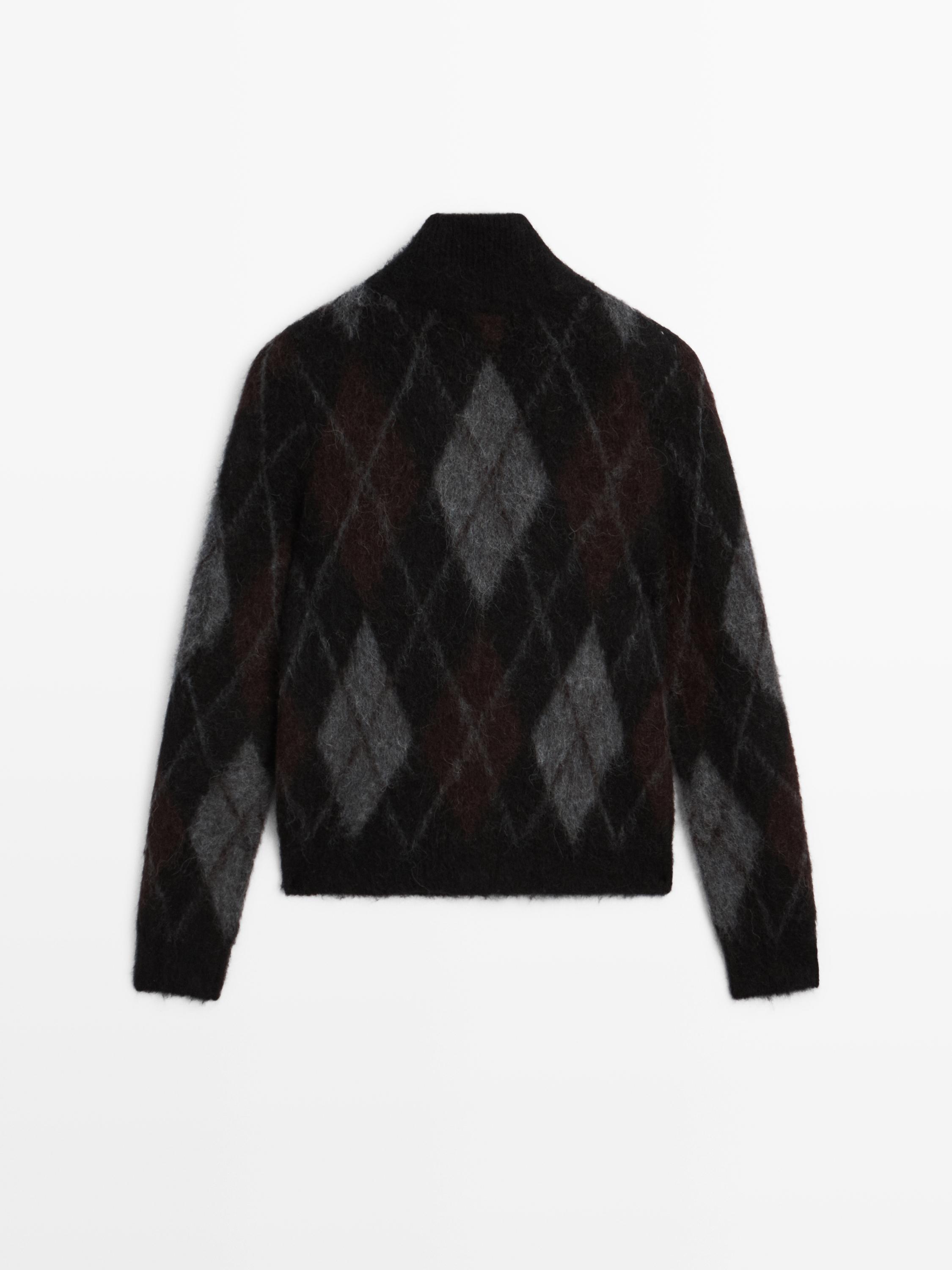 Cardigan à losanges en laine d’alpaga