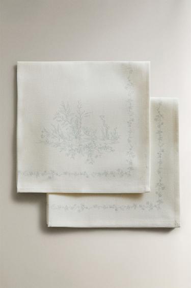 LOT DE SERVIETTES DE TABLE COTON TOILE (LOT DE 2) - Verdâtre de Zara - Image 0