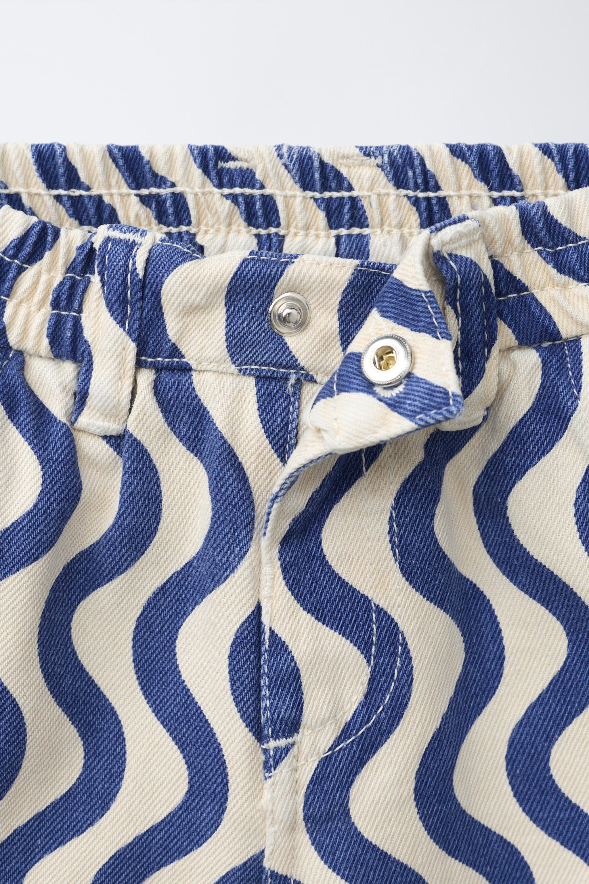 Детские шорты Zara GEOMETRIC WAVE TWILL SHORTS — фото 4
