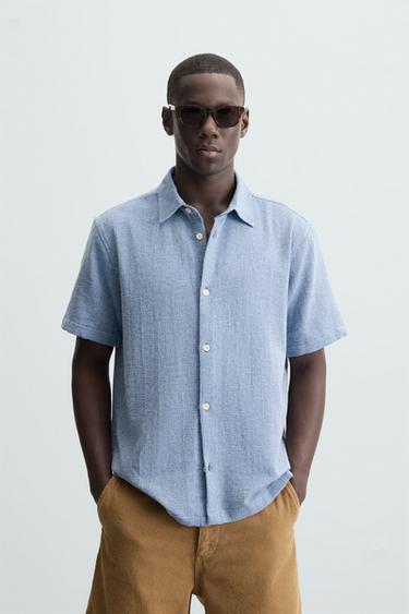 CAMISA ESTRUTURA - Azul / Branco da Zara