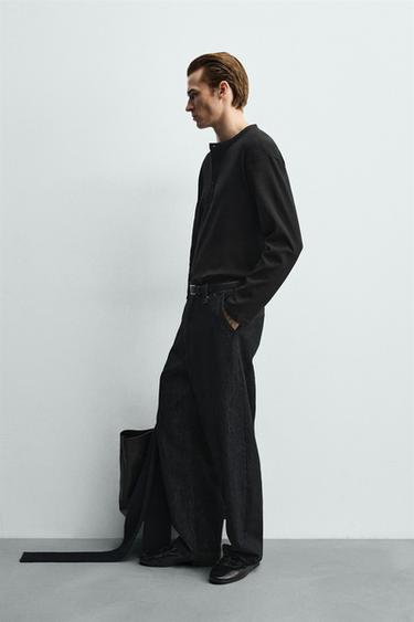 HAUT CÔTELÉ À COL TUNISIEN - Noir de Zara - Image 3