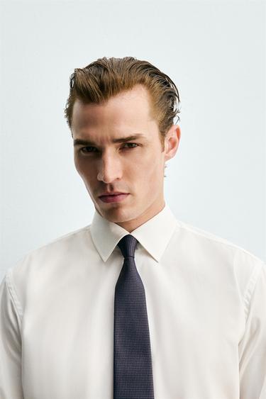 CORBATA 100% SEDA JACQUARD CUADROS - Marrón-Azul de Zara - Imagen 0