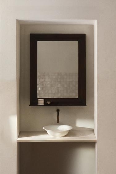 WOODEN WALL MIRROR - Light beige by Zara