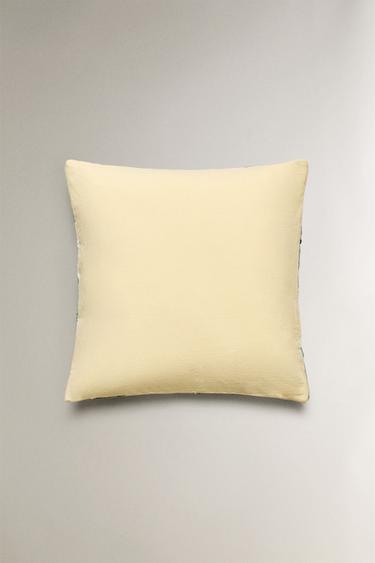 KIDS' PATCHWORK QUILTED CUSHION COVER - Green by Zara - Image 2