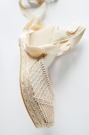 WOVEN WEDGE SANDALS - Ecru White by Zara