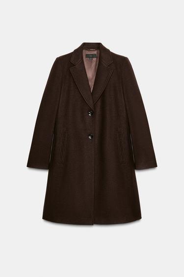 MANTEAU ÉPAULETTES DOUX - Marron de Zara