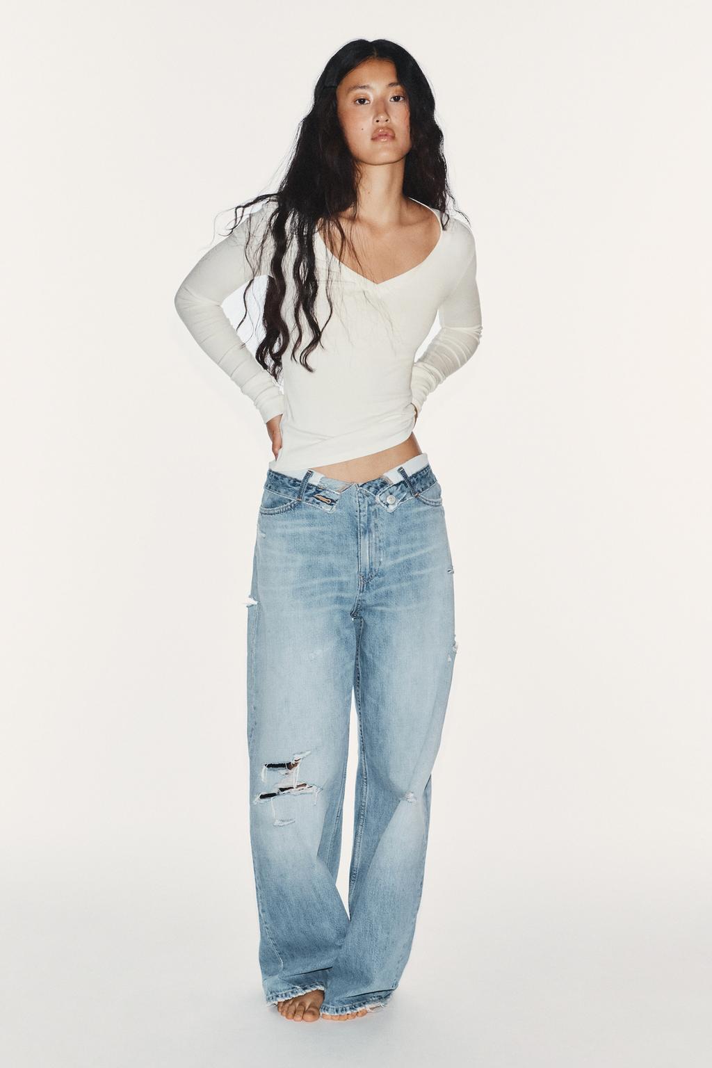 TRF MID-WAIST FOLD-OVER WAIST JEANS