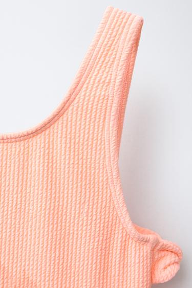 6-14 ANS/ MAILLOT DE BAIN UNE PIÈCE À DÉCOUPE ET NŒUDS - Orange de Zara - Image 2