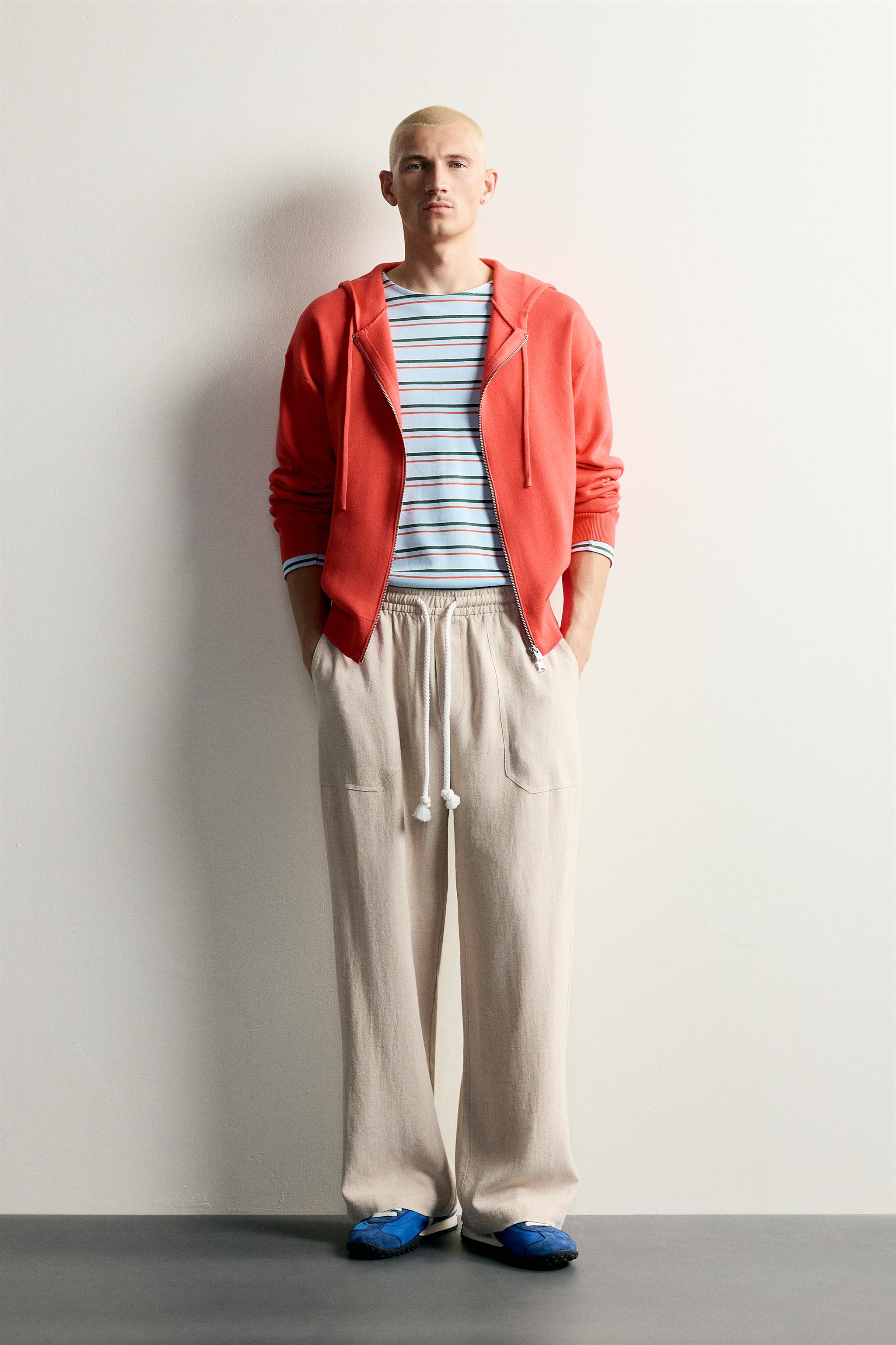 VISCOSE-LINEN RELAXED FIT PANTS - Light beige | ZARA United States